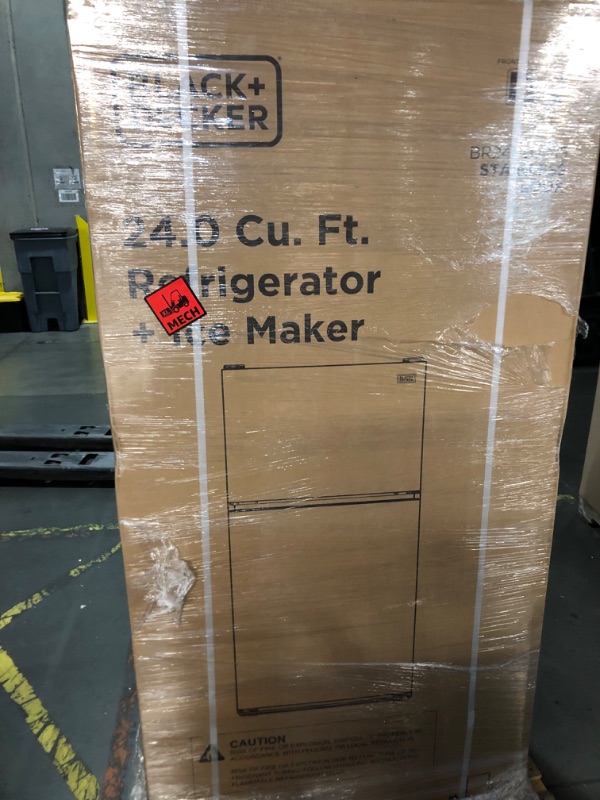 Photo 1 of ****FACTORY SEALED***** BLACK+DECKER 24 Cu. Ft. Top Mount Refrigerator with Ice Maker, 2-Door Refrigerator with Top Freezer, Freezer with Icemaker and Adjustable Temperature Control, ENERGY STAR, BR2400JIMS, Stainless Look