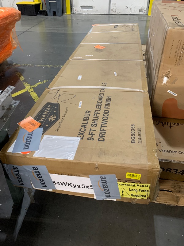 Photo 1 of ***FACTORY SEALED******TRUCK/TRAILER PICKUP ONLY***
Hathaway Excalibur 9-Ft Shuffleboard Table for Great for Family Recreation Game Rooms, Designed with a Rustic Driftwood Finish with Built-In Leg Levelers, Includes 8 Pucks, Table Brush and Wax
