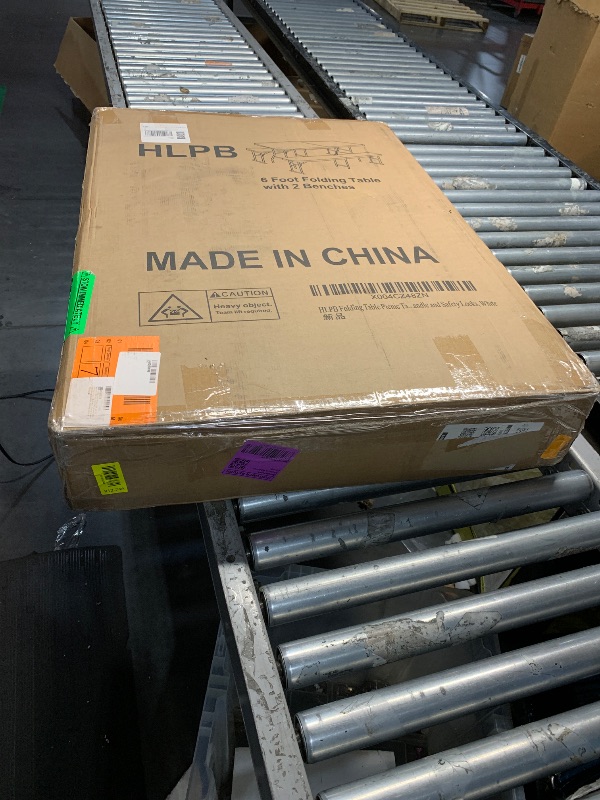 Photo 1 of ***FACTORY SEALED***
HLPB Folding Table Picnic Table Set, 6 ft Camping Table with 2 Benches, Outdoor Indoor Portable Folding Furniture for Working Meeting Party, Camping, Picnic, Weddings w/Handle and Safety Locks, White