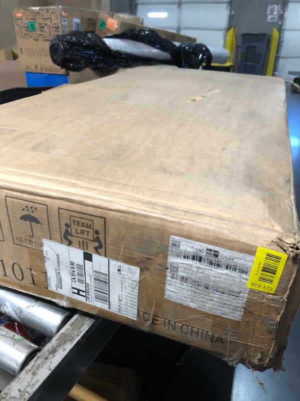 Photo 1 of *****OPENED FOR INSPECTION****47" Fluted Vanity Desk with 42" Mirror & LED Lights, Large 9 Drawers Makeup Vanity Table with Tempered Glass Top & Charging Station, Waterfall Edge Design for Women&Girls, Bedroom or Dorm, Natural Oak