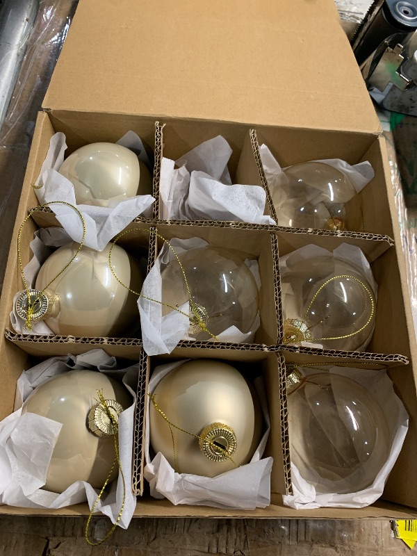 Photo 1 of ***(MISSING 1)***DN DECONATION Glass Christmas Hanging Ball Ornaments Set of 9, 3.15” Champagne Christmas Ornaments, Christmas Decorative Baubles for Xmas Tree Decoration, Holiday, Wedding Party Gift Decor
