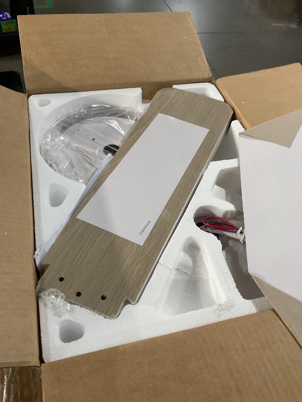 Photo 1 of POCHFAN 42 Inch White Ceiling Fans with Lights and Remote, LED Low Profile Flush Mount Ceiling Fan for Bedroom, Living Room, Patio, Quiet DC Motor, 5 Blades