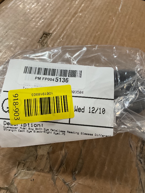 Photo 1 of (Must Buy Both Eye) Metalless Reading Glasses Different Strength Each Eye Black-Left Eye+3.00