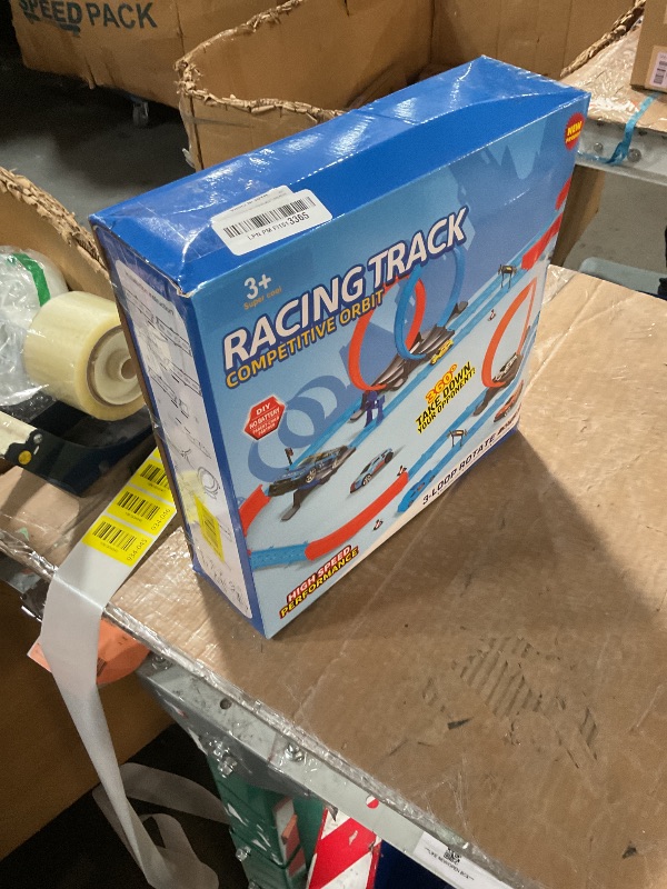 Photo 1 of ?Slot Car Race Track Sets with 360° Thrill Loops & 4 High-Speed Cars, 64 Pcs Large Flexible Racing Track for Kids Ages 3-5 4-8 8-12, Race Car Toys Gift for Boys Girls Birthday Christmas
