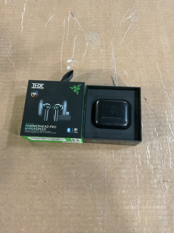 Photo 1 of ***FOR PARTS ONLY/ NON-FUNCTIONAL*** NEW Razer Hammerhead Pro HyperSpeed Wireless Gaming Earbuds for PC, PlayStation, Switch, Mobile: Adjustable ANC - Fast Wireless Charging Case - 30 Hr Battery - Bluetooth 5.3 - Chroma RGB - Black