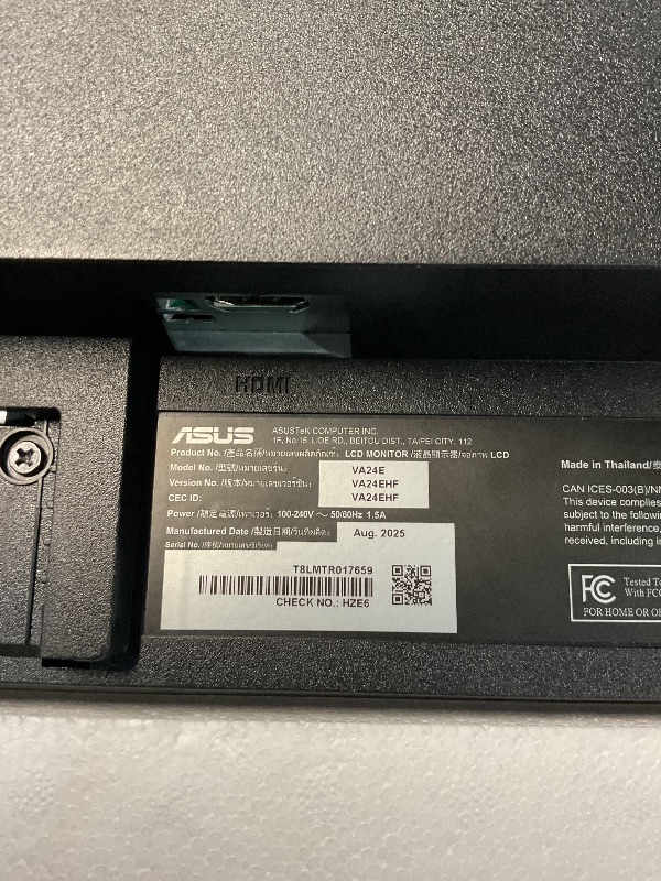 Photo 1 of (MISSING STAND) ***PARTS ONLY***ASUS 24 Inch Frameless Monitor - 23.8-inch viewable, IPS, Full HD, 100Hz, 1080P, 1ms, Adaptive-Sync, for Working and Gaming, Flicker Free, HDMI, VESA Mountable, Tilt - VA24EHF