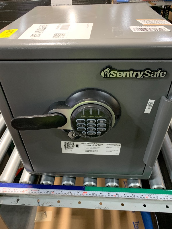 Photo 1 of ***NO KEY - NONFUNCTIONAL***SentrySafe Waterproof and Fireproof Alloy Steel Digital Safe Box for Home with Code Button Keypad, 1.23 Cubic Feet, 17.8 x 16.3 x 19.3 Inches (exterior), SFW123GDC