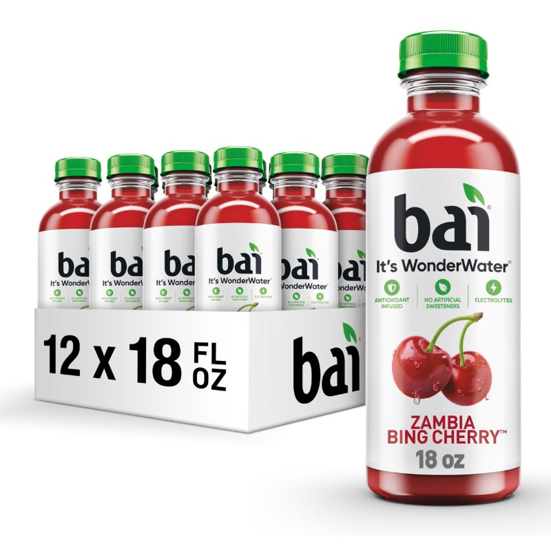 Photo 1 of ***(EXP: 12/23/25 )NONREFUNDABLE***Bai Antioxidant Infused Water Beverage, Zambia Bing Cherry, with Vitamin C and No Artificial Sweeteners, 18 Fluid Ounce Bottle, 12 Pack