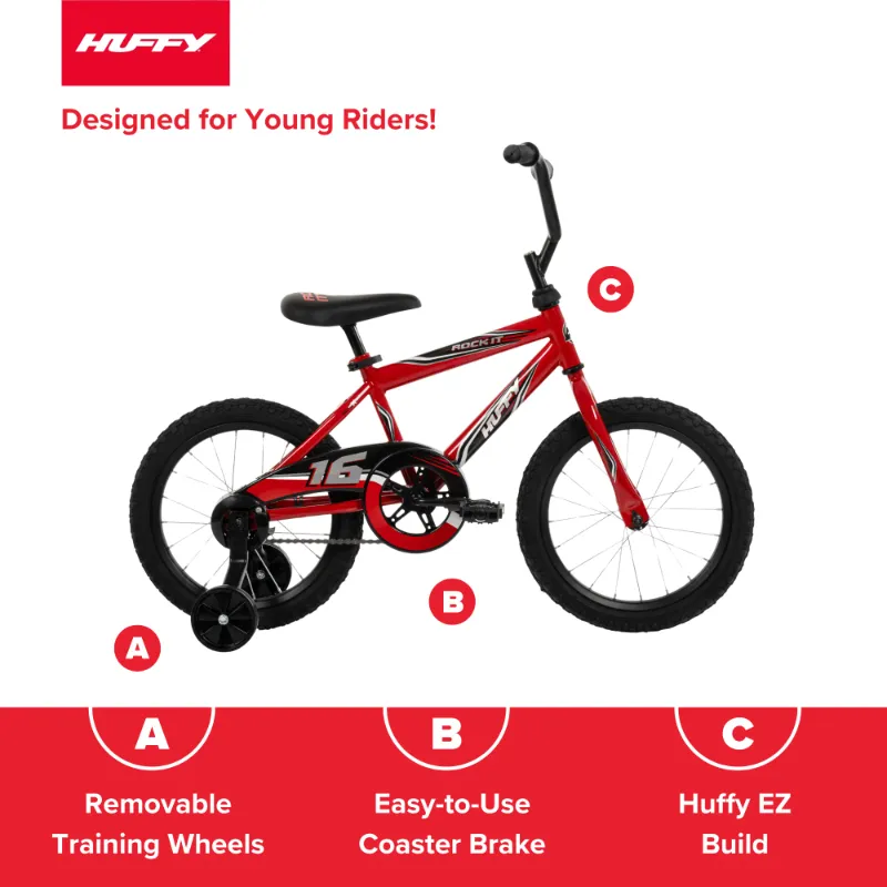 Photo 1 of ***DAMAGED - SEE NOTES/PICTURES***
Huffy 16" Rock It Kids' Bike, Fits Riders 42" - 48", Red, Child, Boys