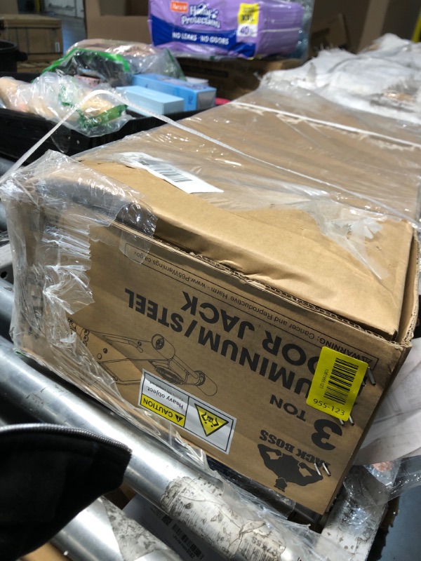 Photo 1 of ***FACTORY SEALED OPENED FOR INSPECTION ***Jack Boss 3 Ton Low Profile, Aluminum and Steel Racing Floor Jack with Dual Pistons Quick Lift Pump for Sport Utility Vehicle, Lifting Range 3-15/16" min to 18-5/16" max, Net Weight 58.5 lb, Red
