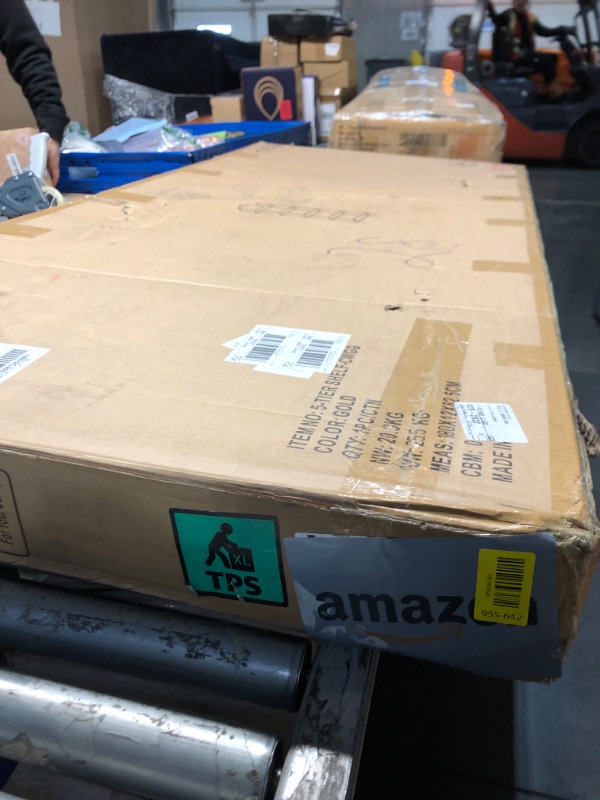 Photo 1 of ***OPENED FOR INSPECTION***Crofy No Assembly Folding Bookshelf for Living Room, 5 Tier Gold Collapsible Book Shelf for Home Office, Portable Bookcase Storage Organizer