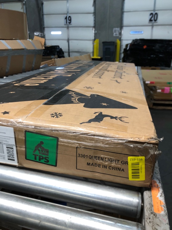 Photo 1 of ***OPENED FOR INSPECTION ***Queen Size Bed Frame with Headboard – Elegant Upholstered Vertical Channel Tufted Heavy Duty Platform Bed Frame with Slats, No Box Spring Needed, Easy Assembly, Modern Bedroom Furniture (Gray, Queen)