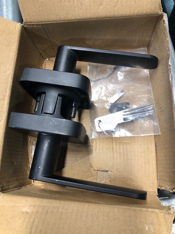 Photo 1 of ***MISSING PARTS***
Lepushom 1 Pack Matte Black Closet Door Lock, Keyless Door Levers, Passage Door Handle for Hallway and Laundry, Modern and Sturdy, Heavy Duty