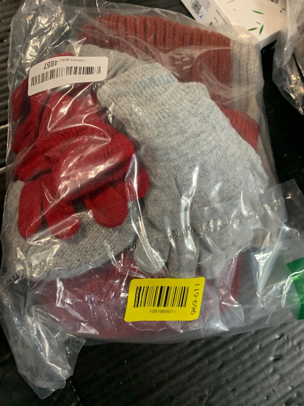 View 2 of ***(PARTIAL SET/ MISSING 2 SETS)***Geyoga 12 Pcs Kids Knitted Winter Hat Gloves Scarf Set for 5-8 Boys Girls Toddler Beanies Mittens Neck Warmer Scarf(Trend)