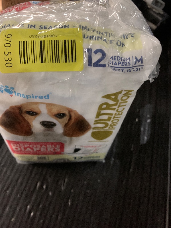 Photo 1 of ***LIKE NEW/OPEN BOX***
Paw Inspired Disposable Dog Diapers | Female Dog Diapers Ultra Protection | Diapers for Dogs in Heat, Excitable Urination, or Incontinence (12 Count, Medium)