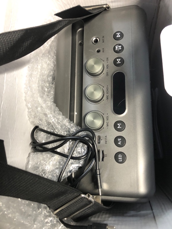 Photo 1 of ***MISSING PARTS***
VERKB Karaoke Machine with 2 Wireless Microphones: Portable Bluetooth Speaker for Adults & Kids - PA System with Lights Supports TWS/TF Card/USB/AUX for Home Party-Stage Subwoofers (Gray)