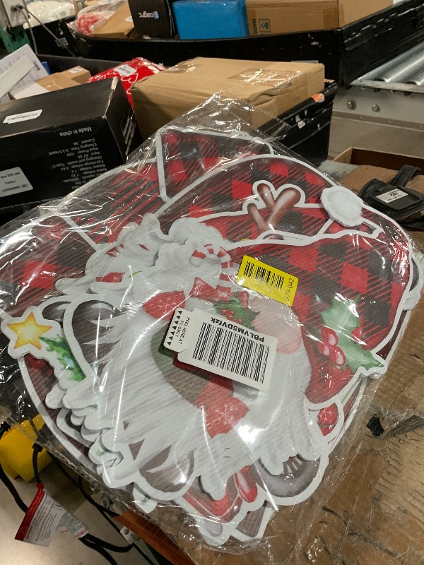 Photo 1 of ***(MISSING STEAKS)***6PCS Christmas Yard Signs with Stakes - Red & Black Buffalo Plaid Joy Gnomes & Truck Decorations for Outdoor Lawn & Holiday Decor