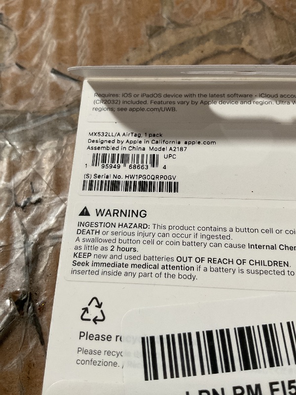 View 3 of * factory sealed *
Apple AirTag. Keep Track of and find Your Keys, Wallet, Luggage, Backpack, and More. Simple one-tap Set up with iPhone or iPad