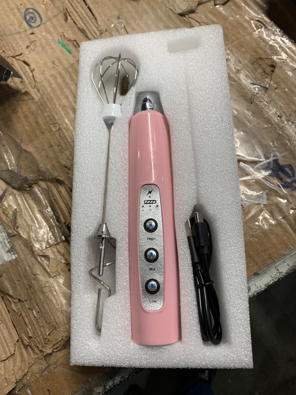 Photo 1 of ***(MISSING PARTS)***YUSWKO Milk Frother Handheld for Coffee, Rechargeable Drink Mixer with 3 Heads 3 Speeds Electric Coffee Frother Whisk, Gift for Many Occasions and Festival