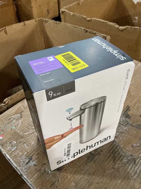 Photo 1 of ***MISSING CHARGER***
simplehuman 9 oz. Touch-Free Automatic Rechargeable Sensor Pump, Brushed Stainless Steel, New