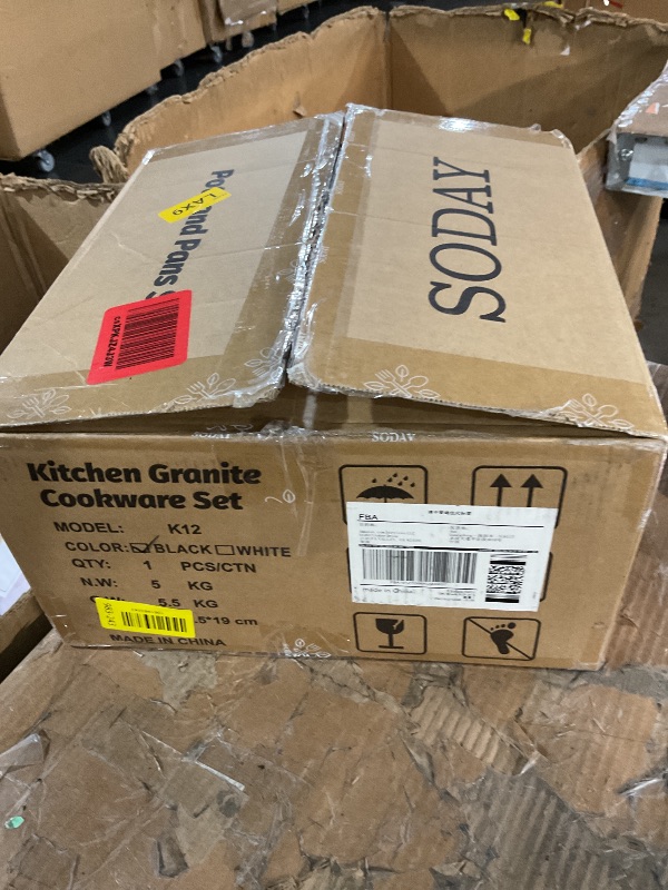 Photo 1 of ***PARTIAL SET - PRICE ADJUSTED*** SODAY 12 Pcs Pots and Pans Set Non Stick, Cookware Sets Black Granite Induction Cookware, Non-toxic Healthy Nonstick Kitchen Cooking Set with Frying Pans Set, Saucepans (PFAS/PFOA/PFOS Free)