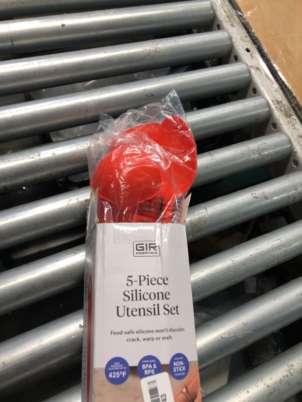 Photo 1 of GIR: Get It Right 5-Piece Silicone Essentials Kitchen Utensils Set - Ladle, Spatula, Flip, Spoon & Spoonula - Non-Toxic Cooking Utensils for Nonstick Cookware, Cooking and Baking - Fire Red