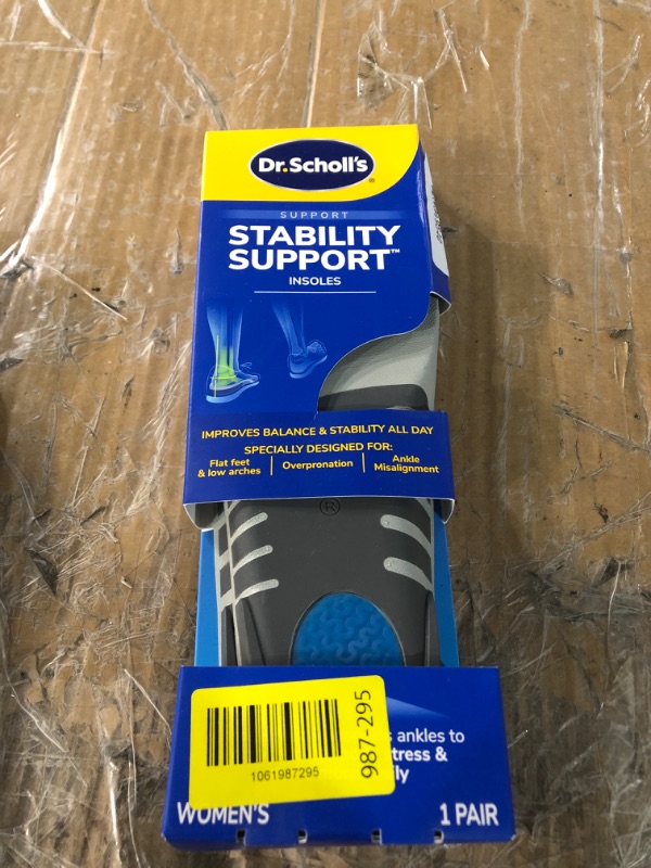 Photo 1 of ?Dr. Scholl's Stability Support Insoles, Flat Feet & Overpronation Low Arch Support, Improves Balance & Stability, Motion Control, Trim Inserts to Fit Shoes, Women's Size 6-10