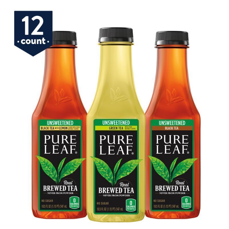 Photo 1 of ***EXP: 02/23/26***Pure Leaf Unsweetened Real Brewed Iced Tea Variety Pack Bottled Tea Drink 18.5 Oz 12 Bottles
