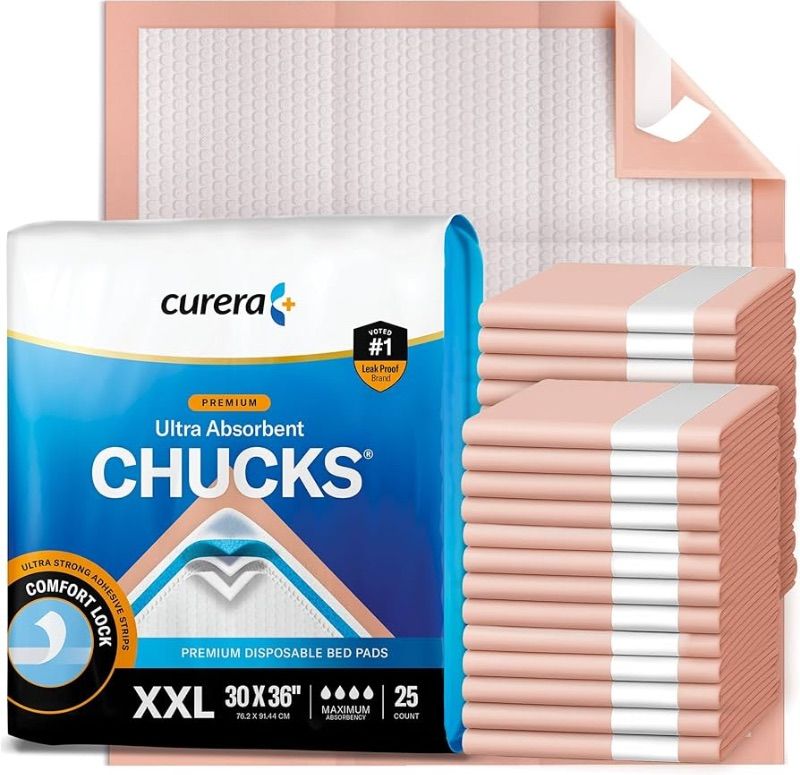 Photo 1 of ***FACTORY SEALED*** Chucks® Premium Disposable Underpads 30”x36” Ultra Thick Super Absorbent Chux Incontinence Bed Pads Disposable Adult with Adhesive Tape, Extra Large Pee Pads, Pet Training Pads 30x36 [25-Pack]