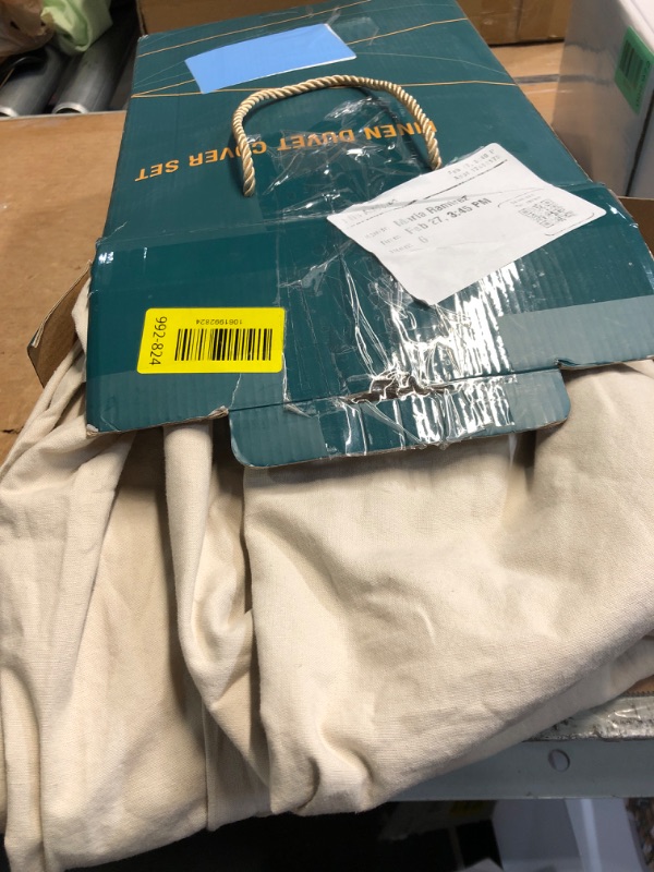 Photo 1 of (MISSING PILLOWCASES) LBRO2M 100% France Linen Duvet Cover Set King Size 3 Pcs Natural Flax Comforter Cover with Zipper Closure 2 Pillowcase Breathable Duvet Cover (Linen King)