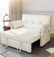Photo 1 of  3-in-1 Convertible Sofa Bed, Pull Out Sleeper Sofa with Side Pocket & Adjustable Backrest, Tool-Free Assembly - Beige
