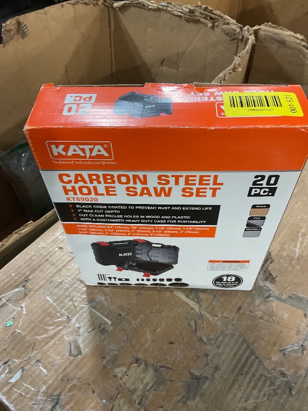 Photo 1 of KATA 20PCS Hole Saw Kit, Hole Saw Set with 3/4"-6"(19-152mm) Saw Blades, Hole Saws Drill Bits Hole Cutter Kits with Storage Case, Holesaw Cutting for Soft Wood, Plywood, Drywall, PVC