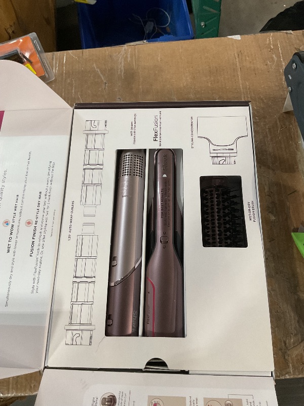 View 4 of ** does not power on, sold for parts only ** Shark FlexFusion Hair Straightener & Powerful Hair Dryer with Fusion Hair Brush, Ceramic Air Styler with Auto-Wrap Curlers & Concentrator, Ceramic Plates, Cosmic Blush HD641S