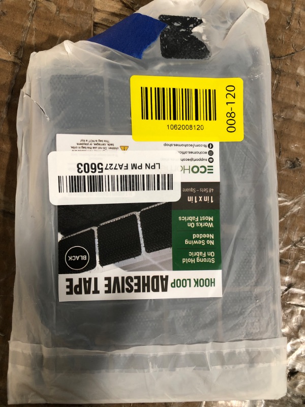 Photo 1 of (1x1 Inch, 48 Set Squares) Strips with Adhesive for Fabric, No Sew Stick On for Fabric, Sticky Back for Clothes, Curtains - Heavy Duty Double Sided Hook and Loop Hem Tape Fasteners, No Sewing, Black