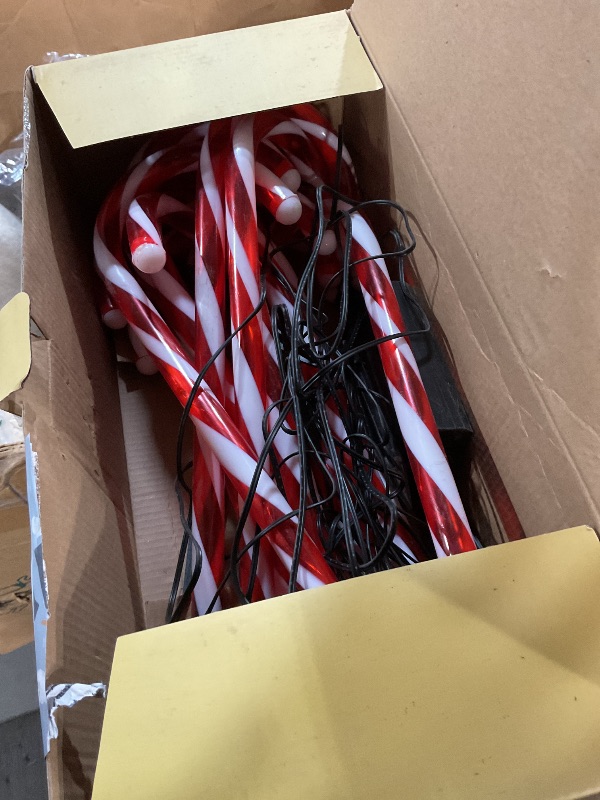 View 3 of BOSSERN Upgraded 24 Pack Candy Cane Solar Christmas Lights Waterproof, Rechargeable Pathway Lights with Remote, Solar Powered & USB Charging Christmas Decorations Outdoor for Garden Lawn Yard Party
