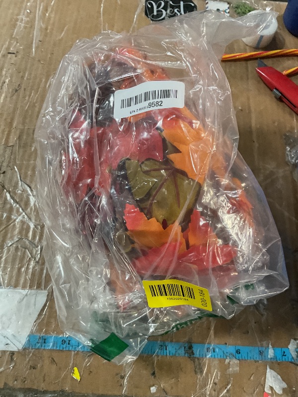 Photo 1 of [2 Packs] 69 Inch Maple Leaves Garland,Fall Garland for Mantle, Halloween Decorations for Home, Indoor/Outdoor Decor for Halloween Thanksgiving Decor