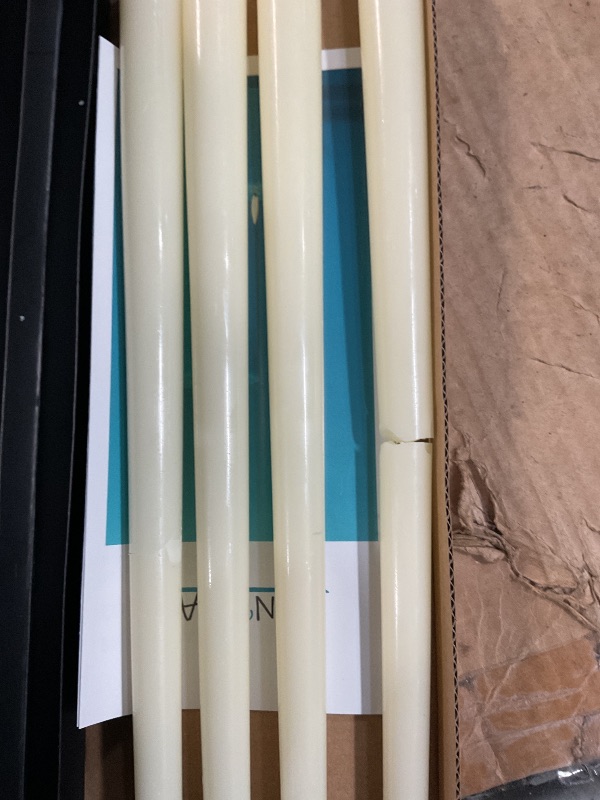 View 2 of *** one candle is broken as seen in photo**
CANDWAX Ivory Taper Candles 12 inch Dripless - Set of 4 Tapered Candles - Smokeless and Unscented Candlesticks Long Burning