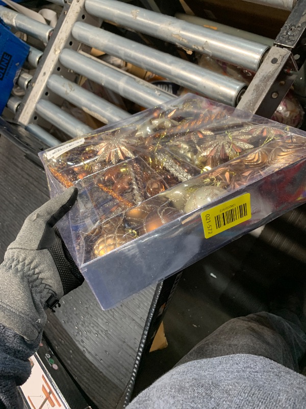 Photo 1 of *USED MISSING PIECES*82Pcs Brown and Gold Christmas Ornaments Set, Shatterproof Medium Christmas Ball Ornaments, Christmas Decorations Hanging Ornaments for Xmas Trees, Holiday, Party Decor (Brown & Gold)