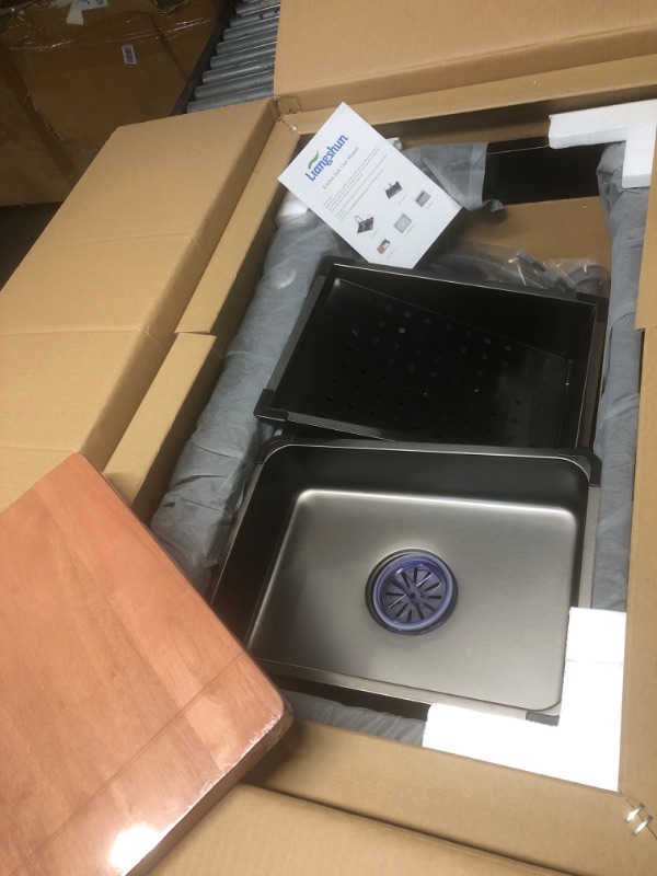 Photo 1 of ***STOCK PHOTO FOR REFERENCE ONLY, ITEM SIMILAR *** Black Stainless Kitchen Sink - 28 x18 Inch Undermount Kitchen Sink Workstation Gunmetal Black 16 Gauge Stainless Steel Single Bowl 10" Deep Under Counter Kitchen Sinks Basin