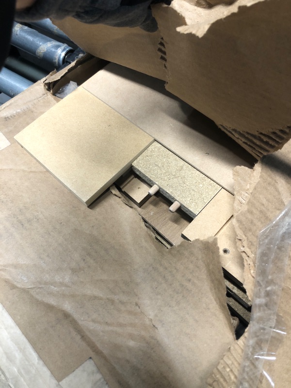 Photo 1 of ***MISSING PARTS***
Prepac Simply Modern Nightstand Bedside Table, Natural Oak Nightstand for Bedroom, End Table with 2 Drawers and Open Shelf 23.75" W x 26.75" H x 16" D