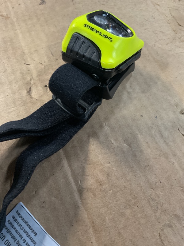 Photo 1 of ***STRAP IS BROKEN***
Streamlight 61435 Enduro Pro USB 200-Lumen 2080-Candela Ultra-Light LED Rechargeable Headlamp with Spot & Flood Beams, Elastic Head Strap, and USB Cable, Yellow