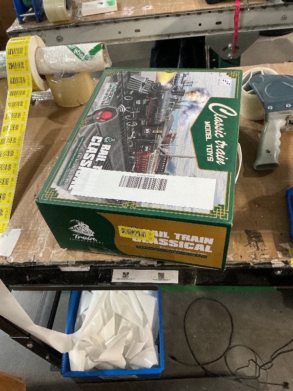 Photo 1 of (on off button broken) Electric Train Sets Remote Control for Kids Metal Alloy Christmas Train Toys Steam Locomotive Glowing Passenger Carriages