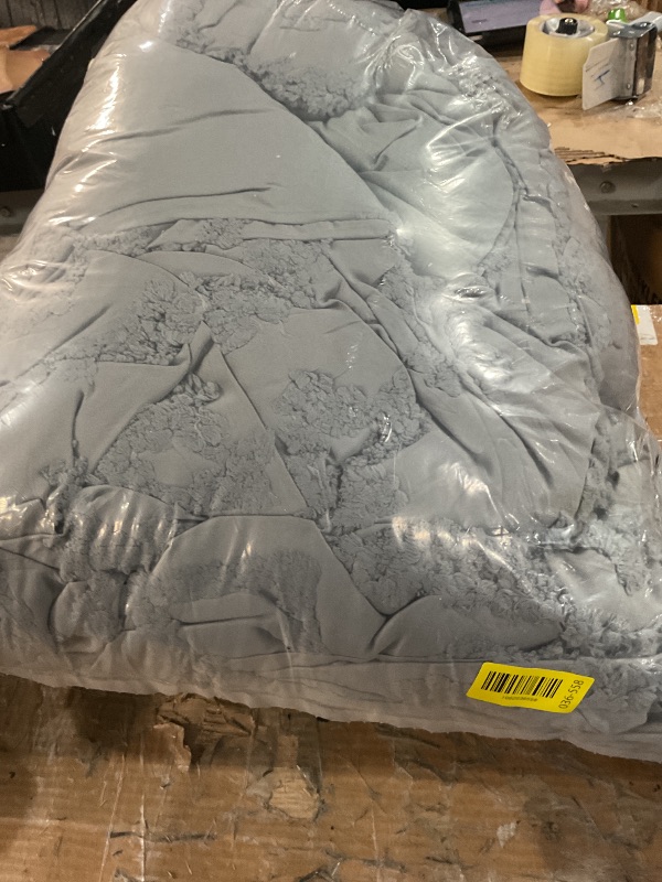 Photo 1 of Bedsure Tufted Boho Comforter Set King Size - Grey Boho Bed Set, GentleSoft™ 3 Pieces Farmhouse Shabby Chic Embroidery Bedding, Gifts for Woman, Soft Jacquard King Comforter for All Seasons