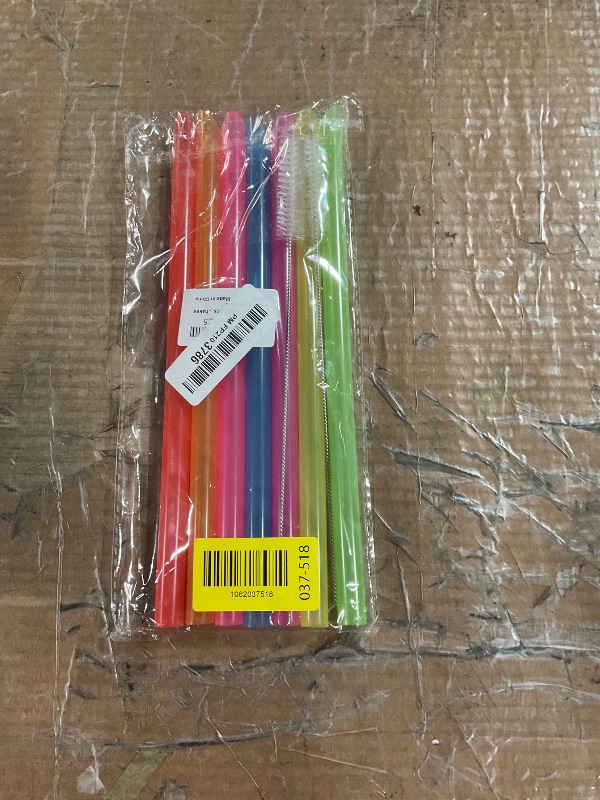 Photo 1 of [Angled Tips] 8 Pcs Reusable Boba Straws & Smoothie Straws - Multi Colors Jumbo Wide Reusable Straw, BPA FREE Food-Grade Plastic Straw for Bubble Tea(Tapioca, Boba Pearls), Milkshakes with 2 Brushes