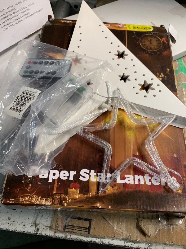 Photo 1 of ***(PARTIAL SET/ ONLY 1)***2 Pack 26.8 Inch Paper Star Lantern Christmas Decor with Timer, 3D 8 Modes 7-Pointed Star Diwali Hanging Paper Lights, Christmas Decorations Lamp Indoor for Birthday Wedding Party (White)