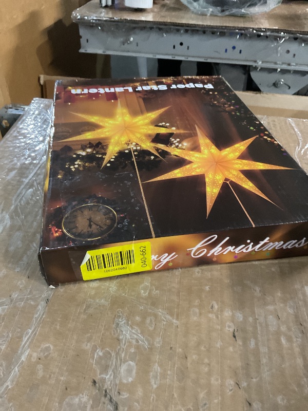 Photo 1 of ***(PARTIAL SET/ ONLY 1)***2 Pack 26.8 Inch Paper Star Lantern Christmas Decor with Timer, 3D 8 Modes 7-Pointed Star Diwali Hanging Paper Lights, Christmas Decorations Lamp Indoor for Birthday Wedding Party (White)