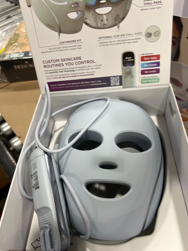 Photo 1 of Shark CryoGlow LED Face Mask with Under-Eye Cooling, Anti-Ageing & Blemish Repair, Red & Blue LED, Infrared Light Therapy, USB-C, Remote Control, Storage Bag, Blue Frost, FW312
