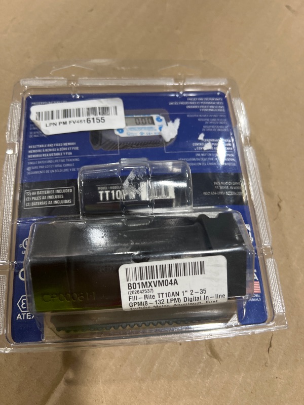 Photo 1 of Fill-Rite TT10AN 1" 2-35 GPM(8-132 LPM) Digital In-line Turbine Meter, Aluminum, Fuel Transfer Meter,Black/Red