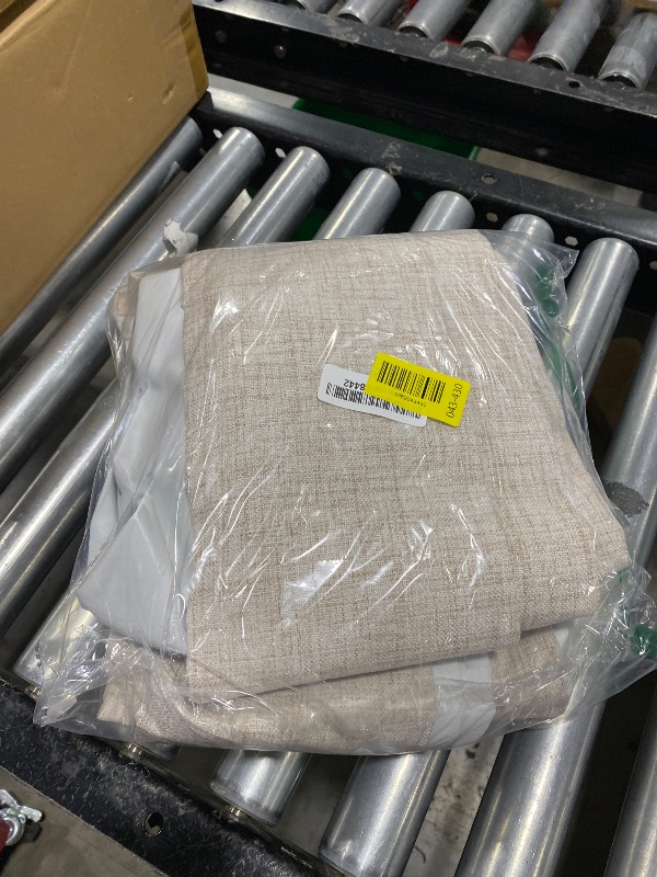 Photo 1 of Lajode Beige 100% Blackout Curtains for Living Room 90 Inch Length 2 Panels Set, Thermal Insulated Light Blocking Faux Linen Curtains for Bedroom, Bronze Grommet Boho Window Drape Each 52" Wide