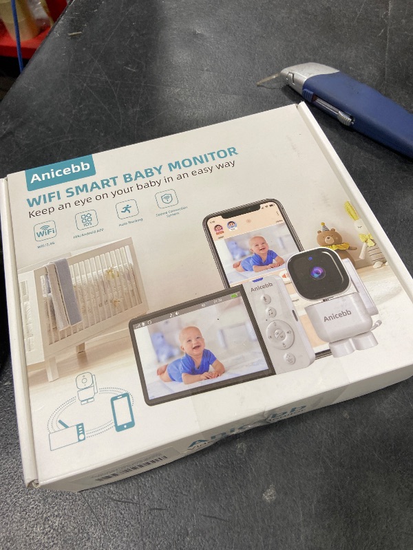 Photo 1 of Anicebb Smart Baby Monitor with App and 5" Display, Dual Mode (WiFi & No WiFi FHSS), 1080P HD Video, 360° Pan-Tilt-Zoom with Motion Tracking, 36H Battery, Cry & Temp Alerts, White Noise, Night Vision